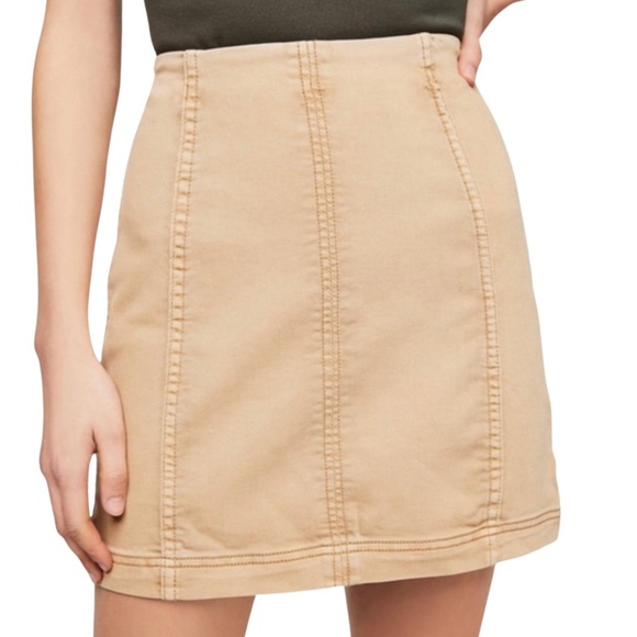 Free People Modern Femme Denim Mini Skirt in Tan Camel size 6 - Picture 10 of 10